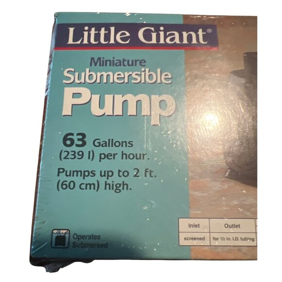 Little Giant Miniature Submersible Pump 63 Gallons Per Hour 2 Ft High 6 Ft Cord - Picture 4 of 4